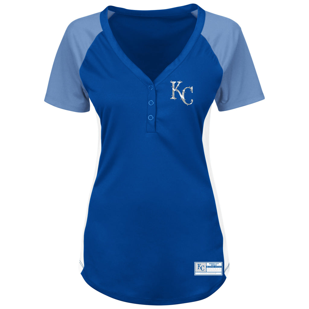 Women's New Era White Kansas City Royals Henley T-Shirt