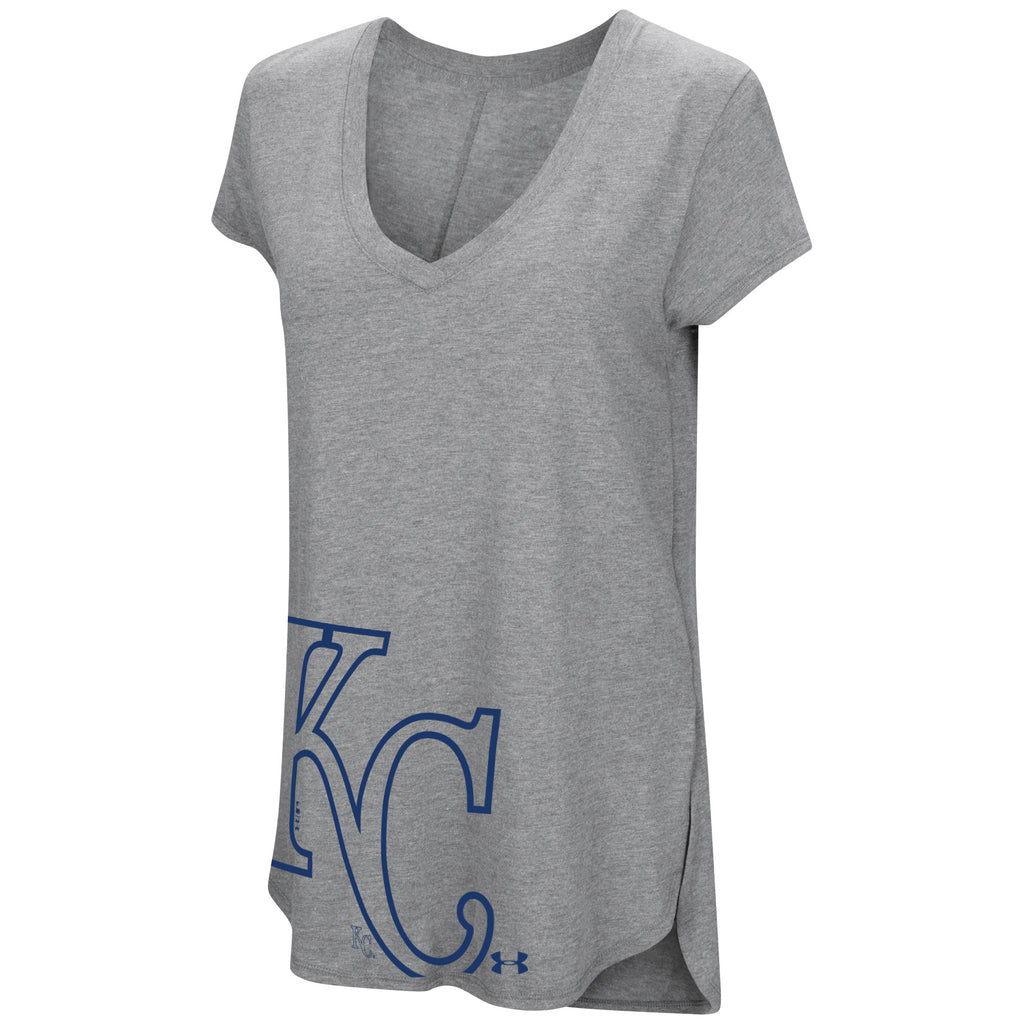 Kansas City Royals V-Neck Tee T-Shirt Womens Size M Medium Blue