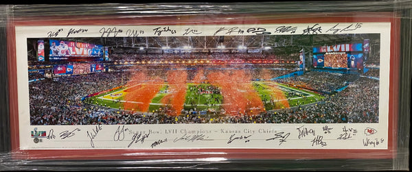 Kansas City Chiefs LVII FRAMED TEAM SIGNED Panorama - BECKETT