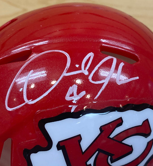 Kansas City Chiefs DERRICK JOHNSON Signed RED Mini Helmet - BECKETT