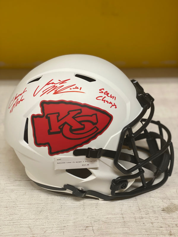 Kansas City Chiefs JERICK MCKINNON Autographed (Inscriptions) Lunar Eclipse Replica Helmet - BECKETT