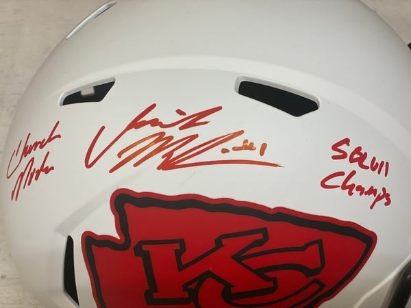 Kansas City Chiefs JERICK MCKINNON Autographed (Inscriptions) Lunar Eclipse Replica Helmet - BECKETT