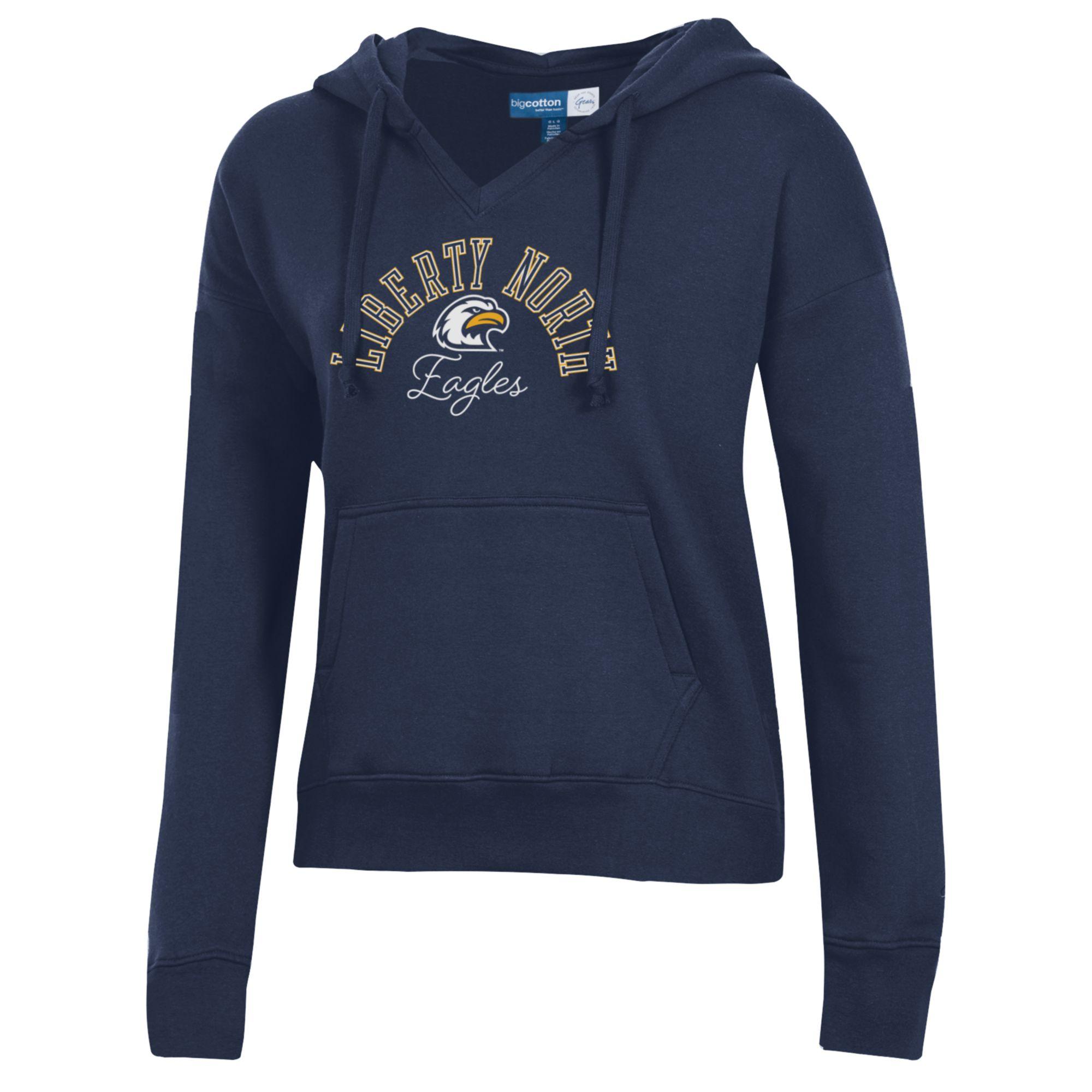 Liberty North Eagles Womens Big Cotton V-Neck Navy- By Gear | MO Sports ...