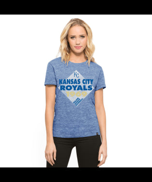 Kansas City Royals Women's Tri-Blend Offset Logo V Neck T-Shirt by