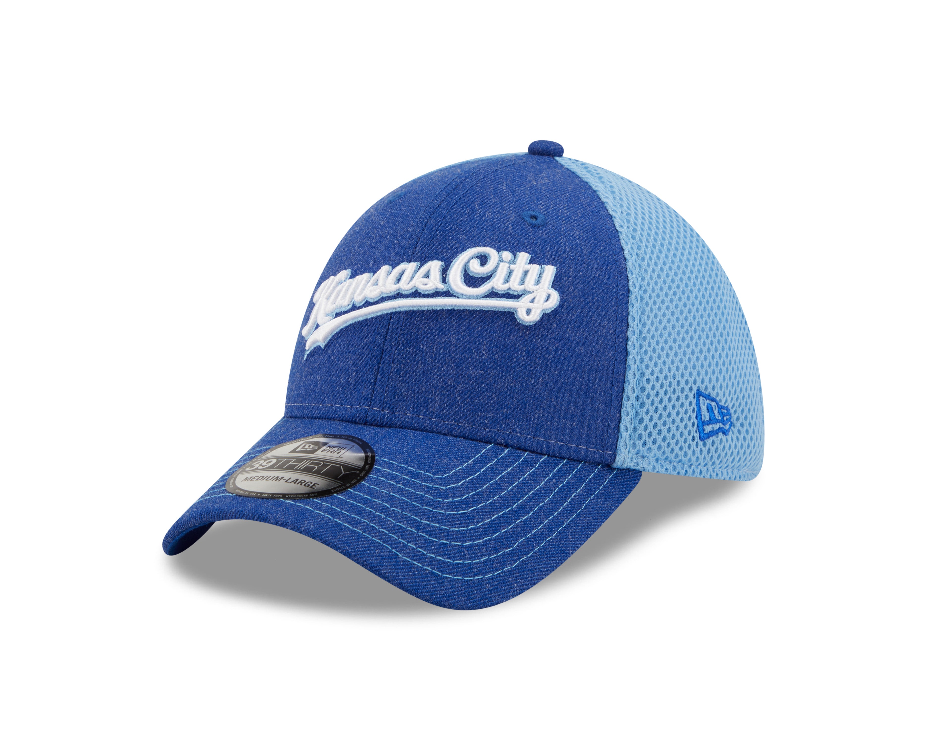 Kansas City KC Royals Hat Cap New Era 39THIRTY L/XL Crown blue light blue