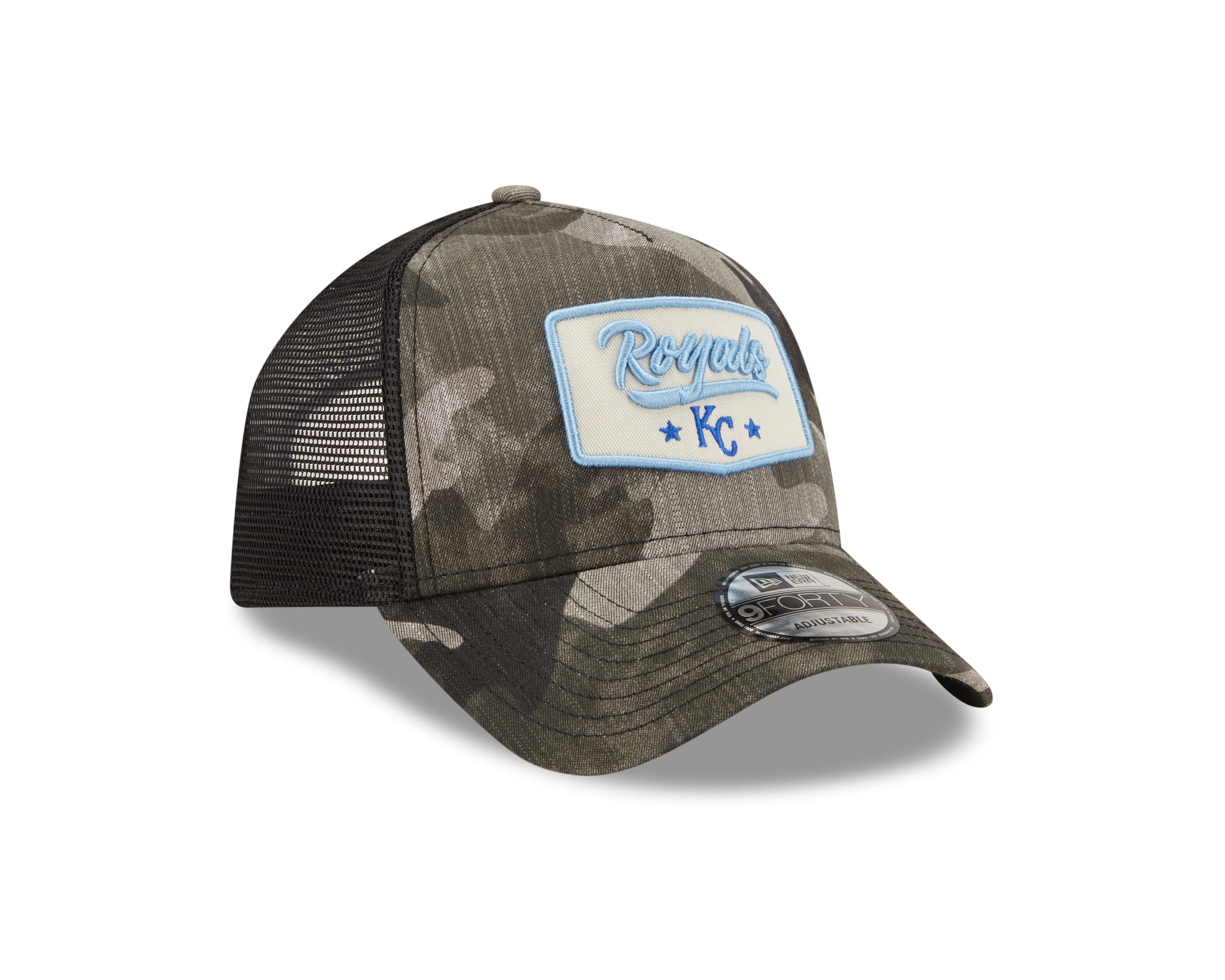 New Era Royal/White Kansas City Royals Logo Patch 9FORTY Trucker Snapback Hat