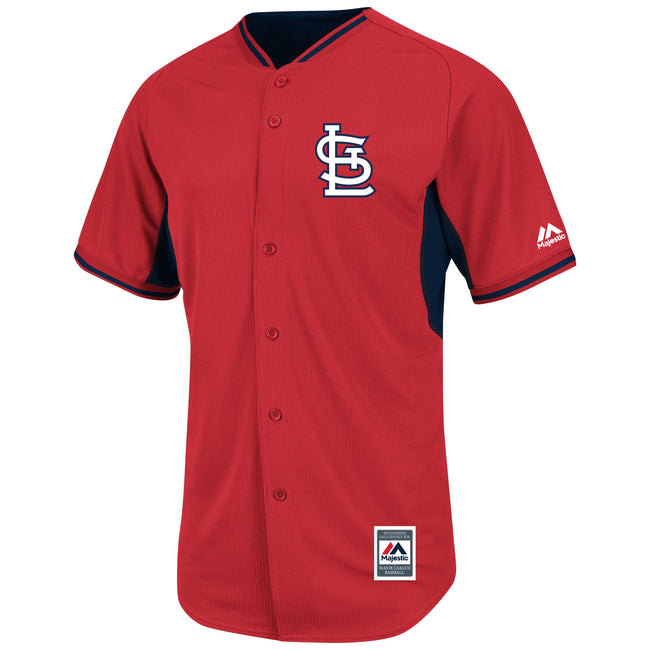 Men's Majestic Red/Navy St. Louis Cardinals Authentic Collection On-Field  3/4-Sleeve Batting Practice Jersey